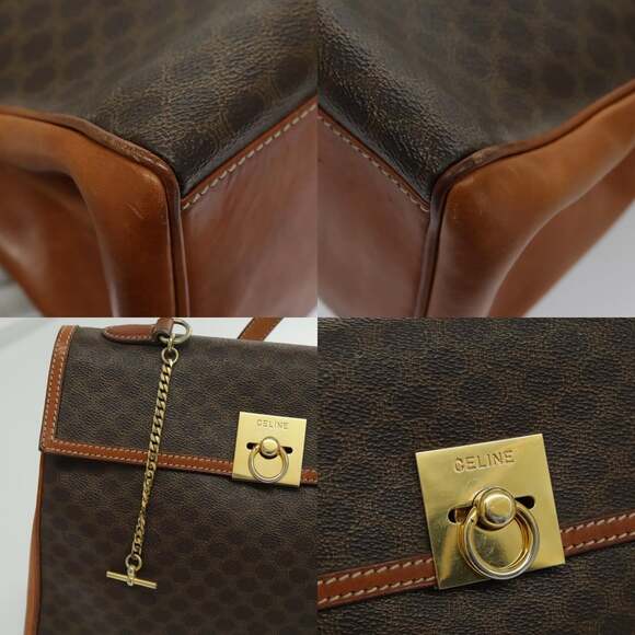 CELINE Macadam Canvas Hand Bag Coated Canvas Brown - Picture 11 of 13